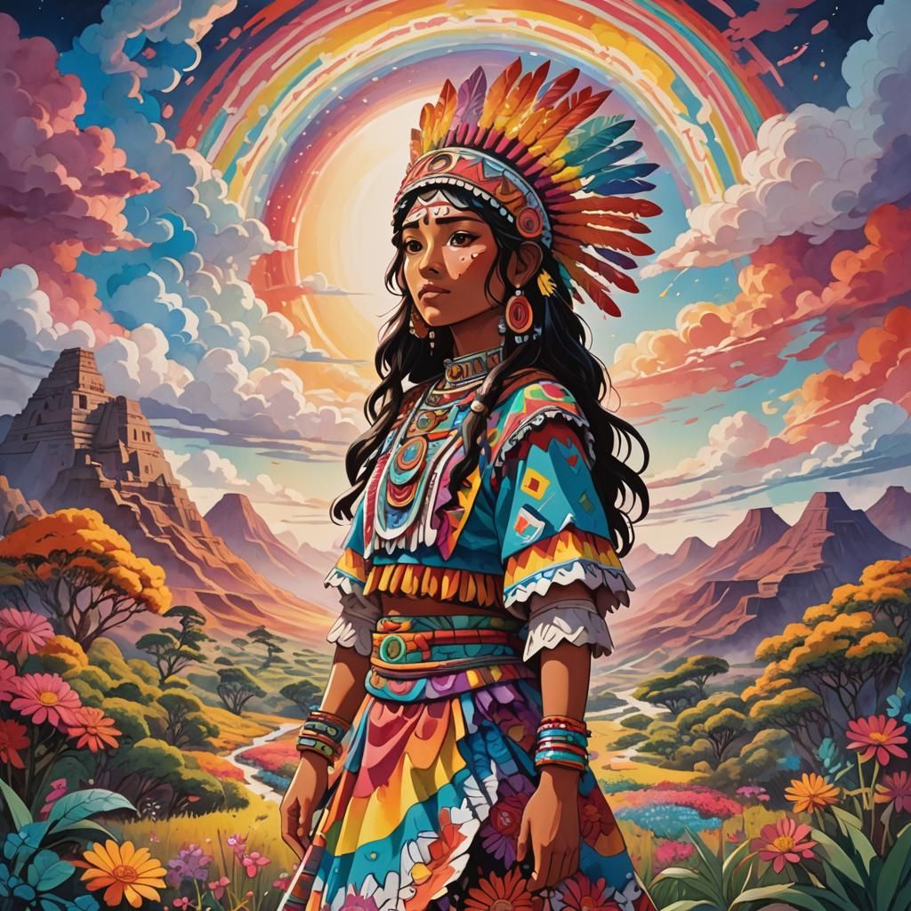 Aztec Girl Xochitl in Manga Anime Style