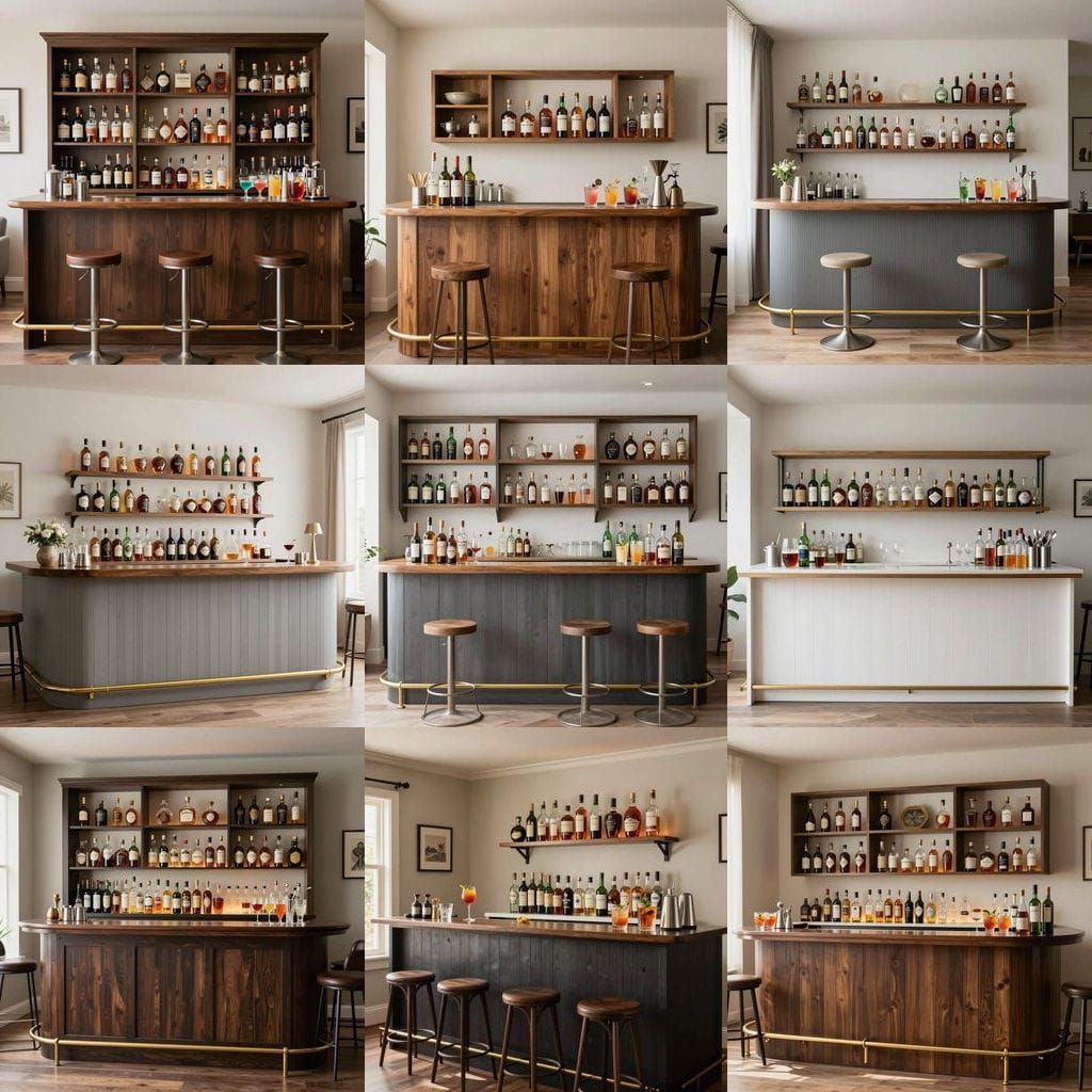 Stylish Home Bar Design with Spirits and Drinks