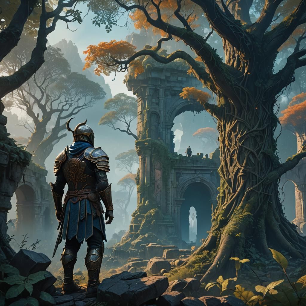 Mystical Forest City: Cinematic Fantasy Warrior