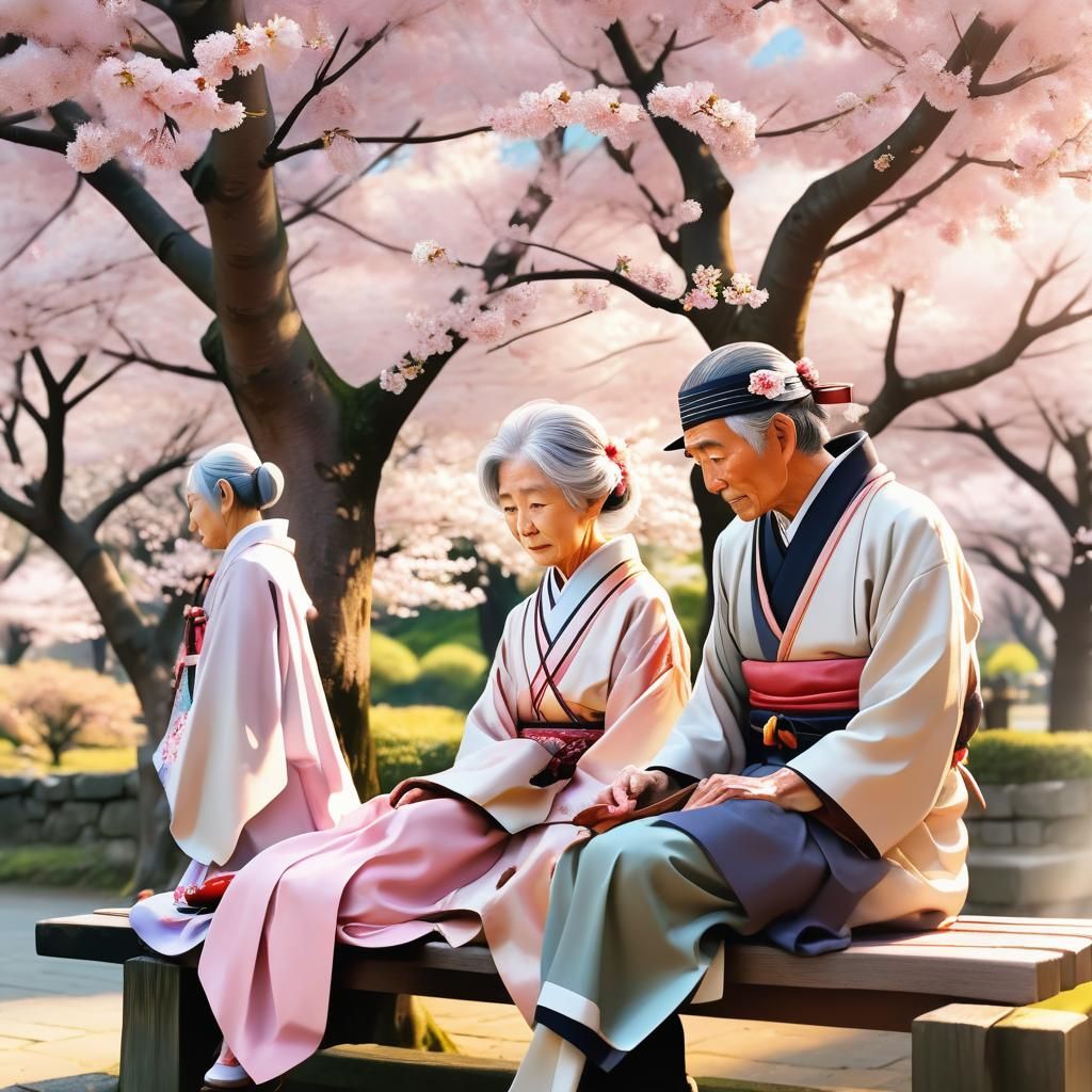 Serene 3D Anime Scene: Cherry Blossom Offering