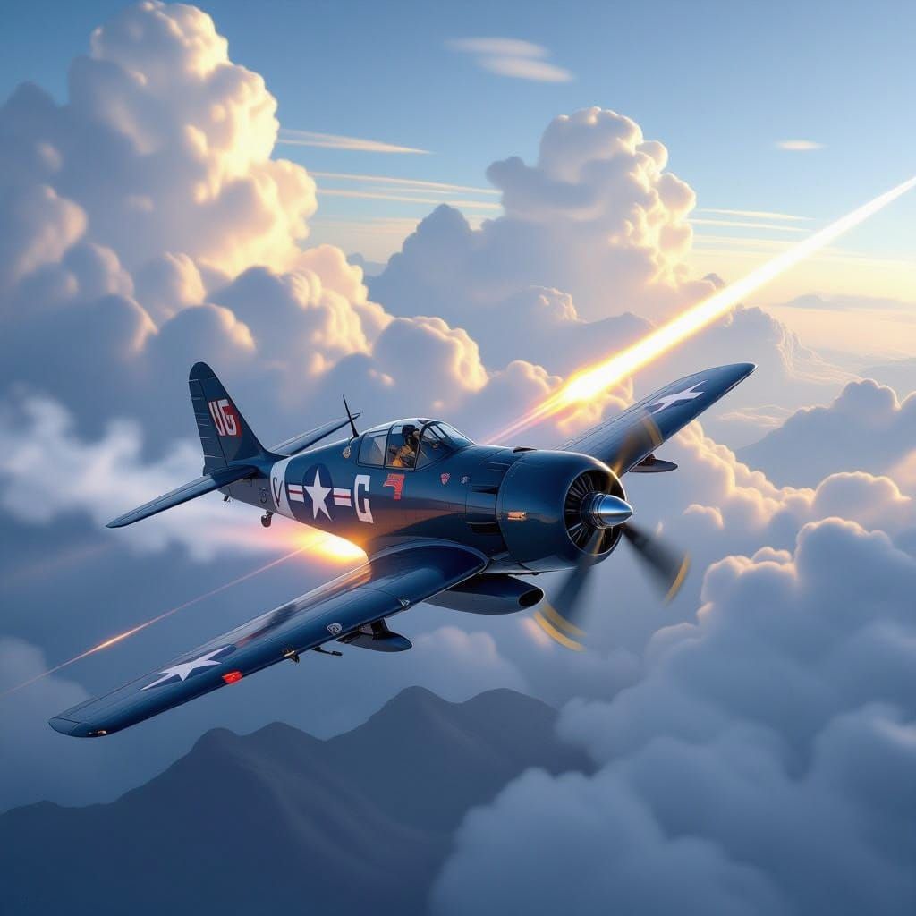 F6F Hellcat Jet in Dramatic Aerial Combat