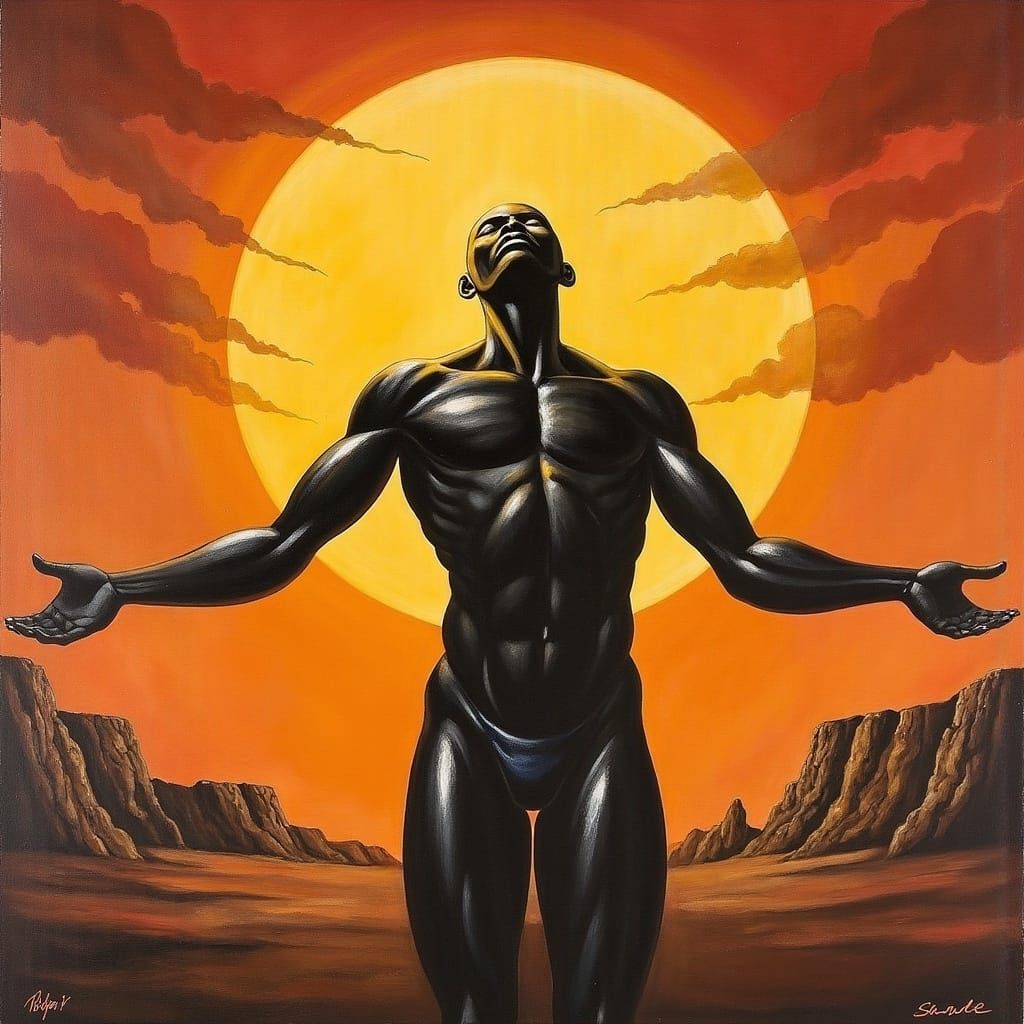 Obsidian Man in Futuristic Style