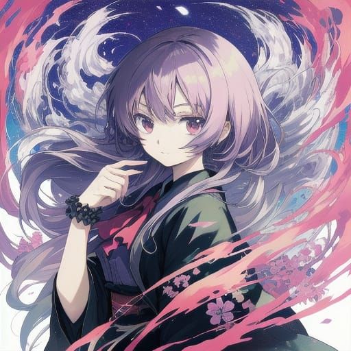 Elegant Anime-Style Figure in Manga Art Style