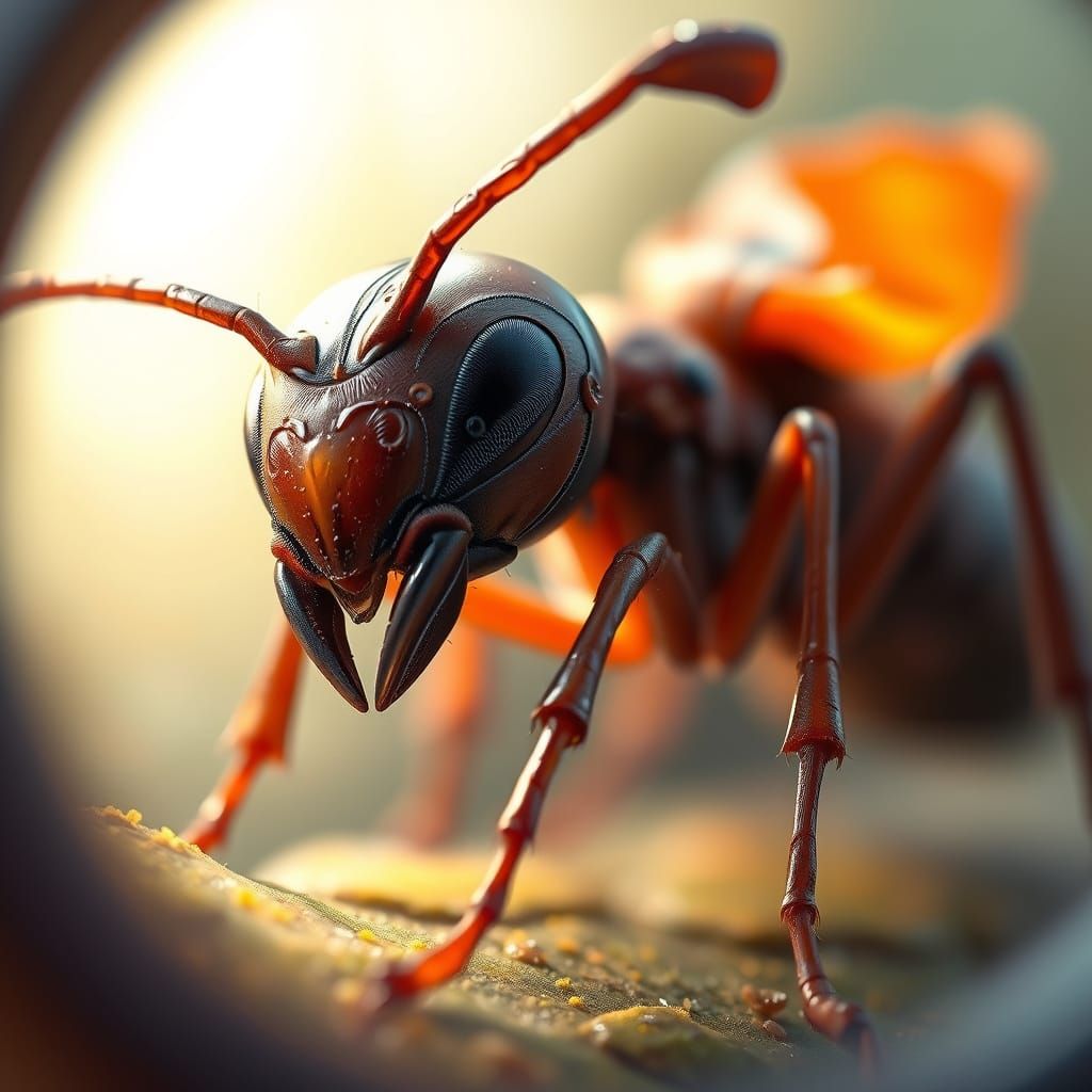 Surreal Ant Macro Photo in Whimsical Digital Painting Style