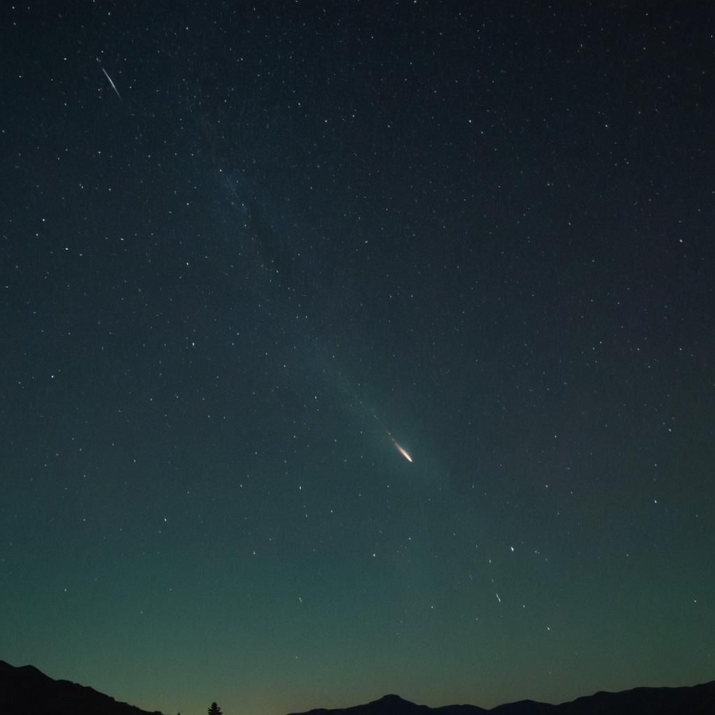 Comet Streaks Across Night Sky: Cinematic Film Still