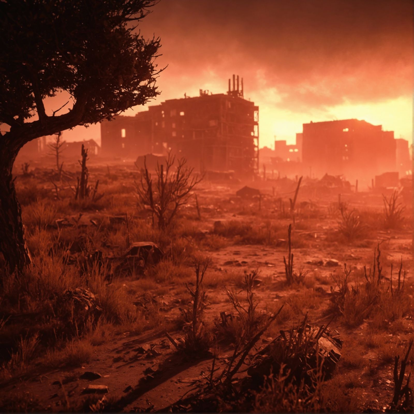 Radioactive Wasteland Gun Fight in Photorealistic Style