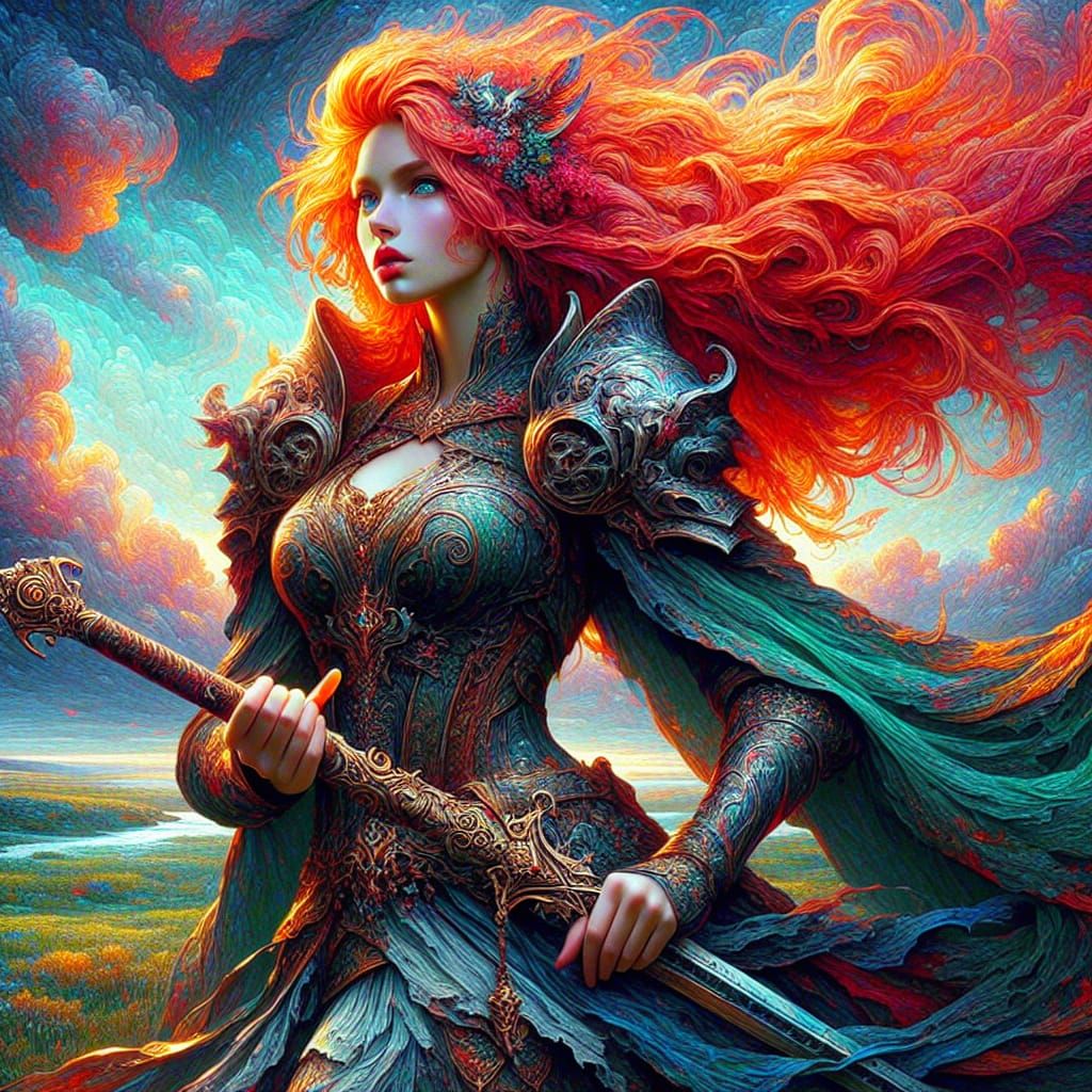 Fantasy Shield Maiden Concept Art in 8k Resolution