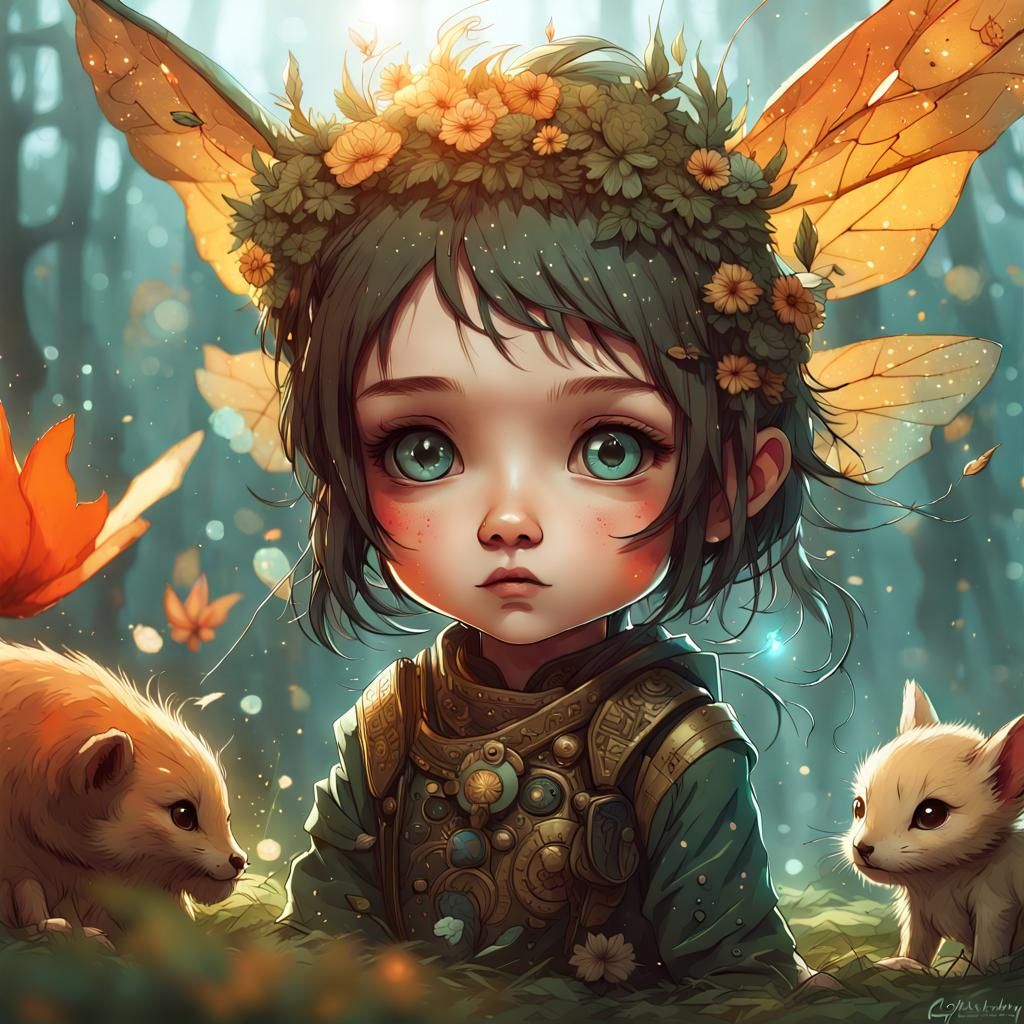 Adorable Chibi Baby Fae in Detailed Digital Art