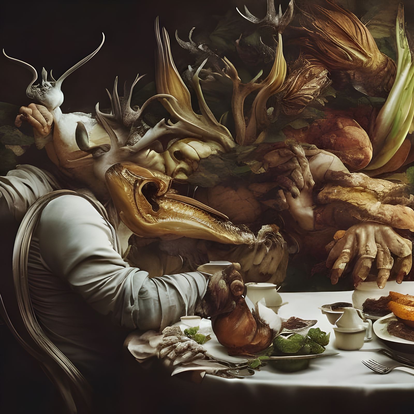 Hyperrealistic Waiter Scene in Renaissance Style