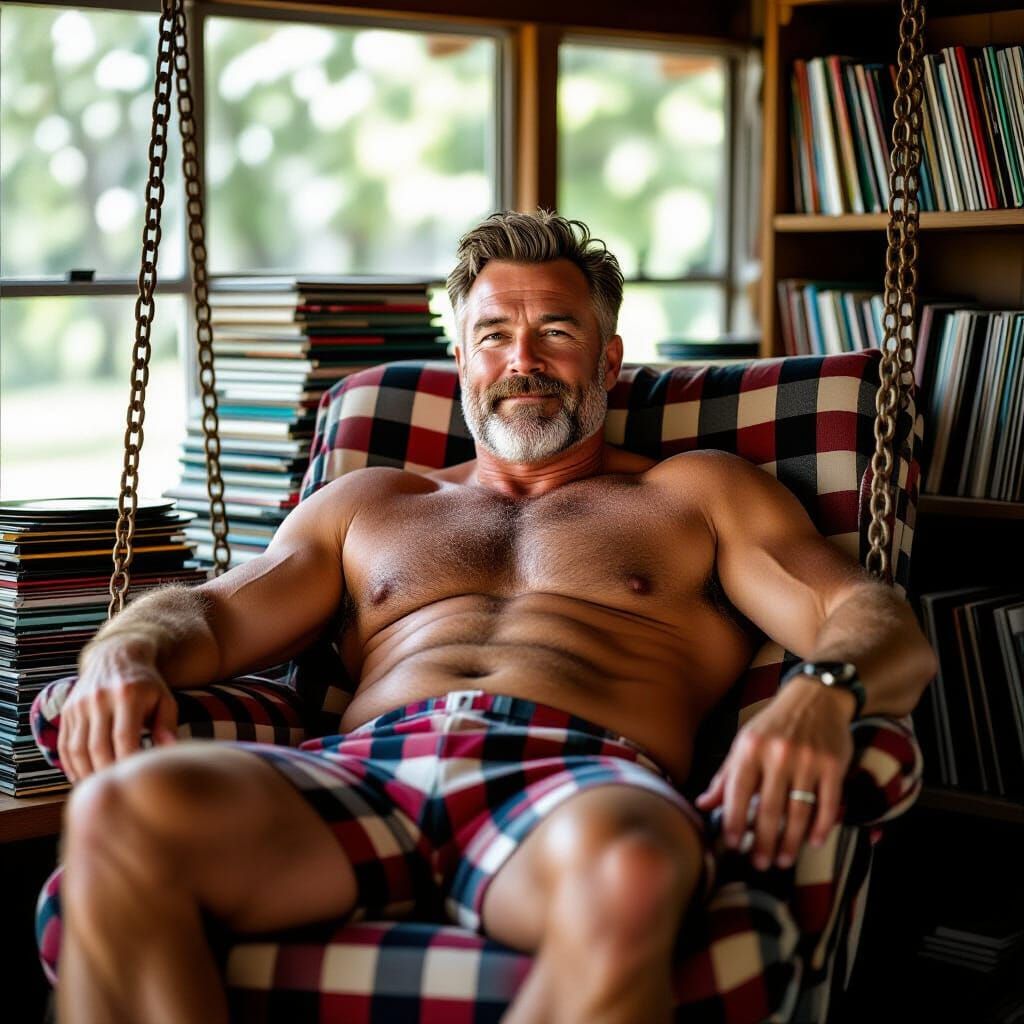 Vintage Style Photo of Relaxed Coach with Records