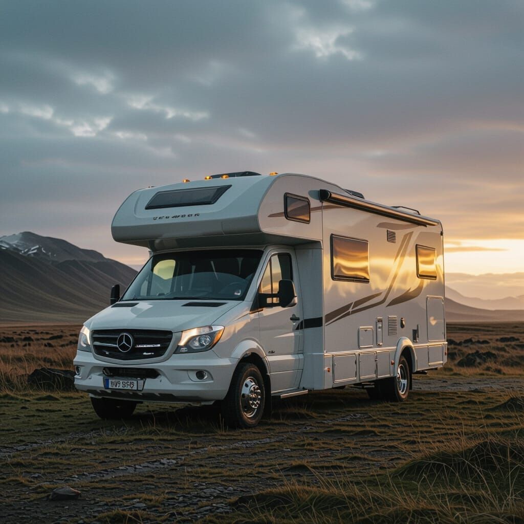 Luxurious Campervan in Dramatic Landscape: Cinematic Film St...
