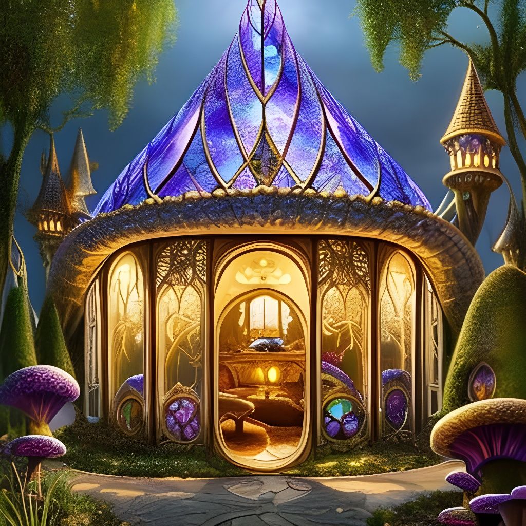 Steampunk Mushroom Villa in Art Nouveau Style