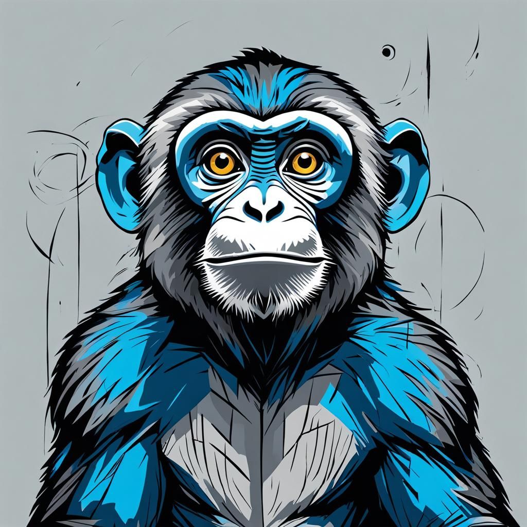 Mischievous Monkey in Bold Hand-Drawn Style