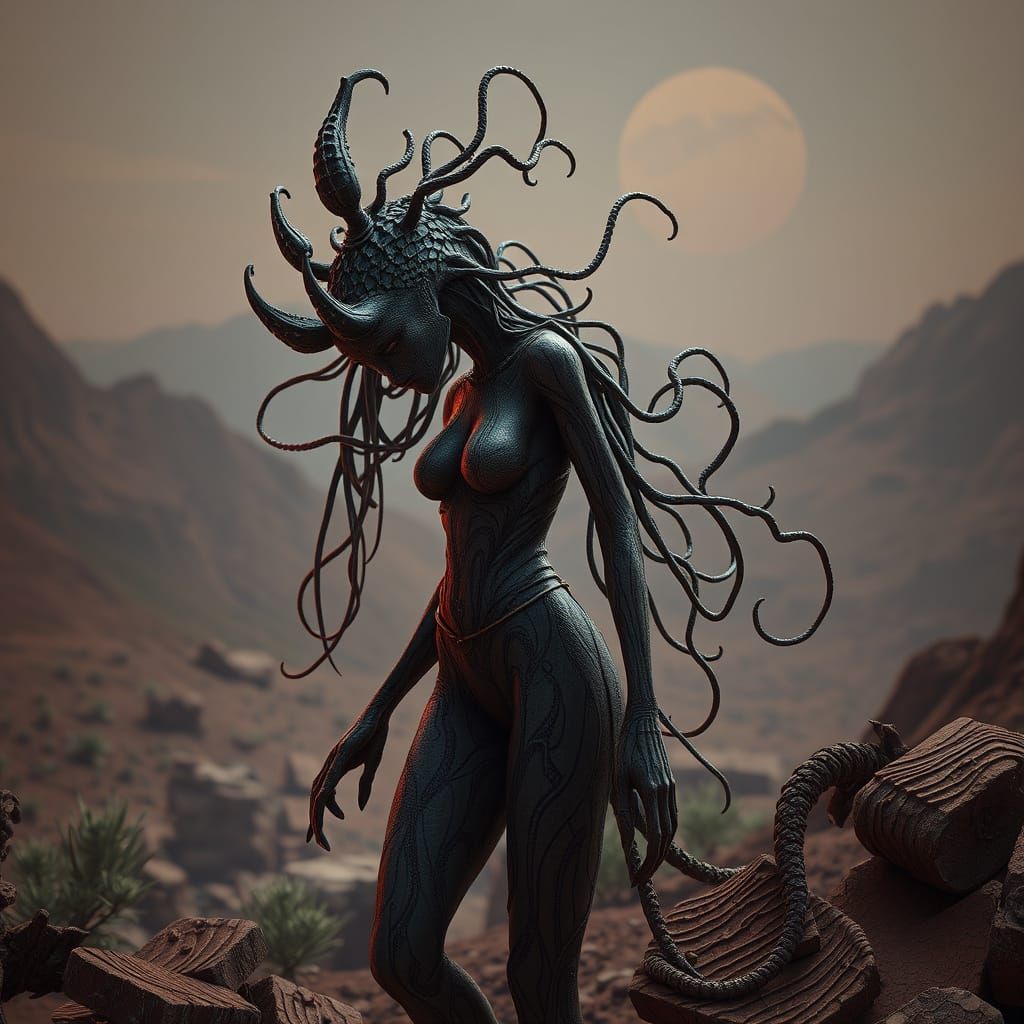 Sensual Martian Goddess in Hyperrealistic Detail