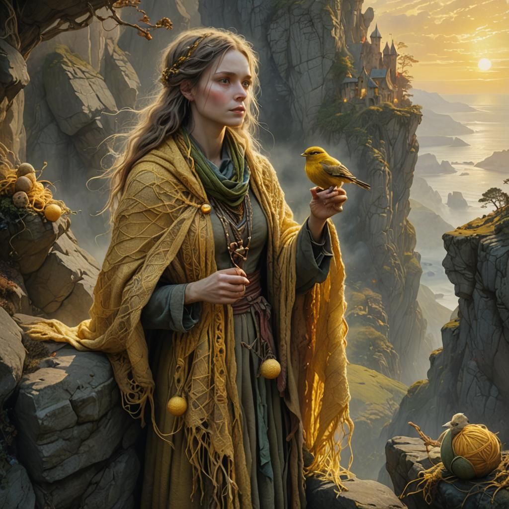 Enchantress with Canary on Cliff Edge