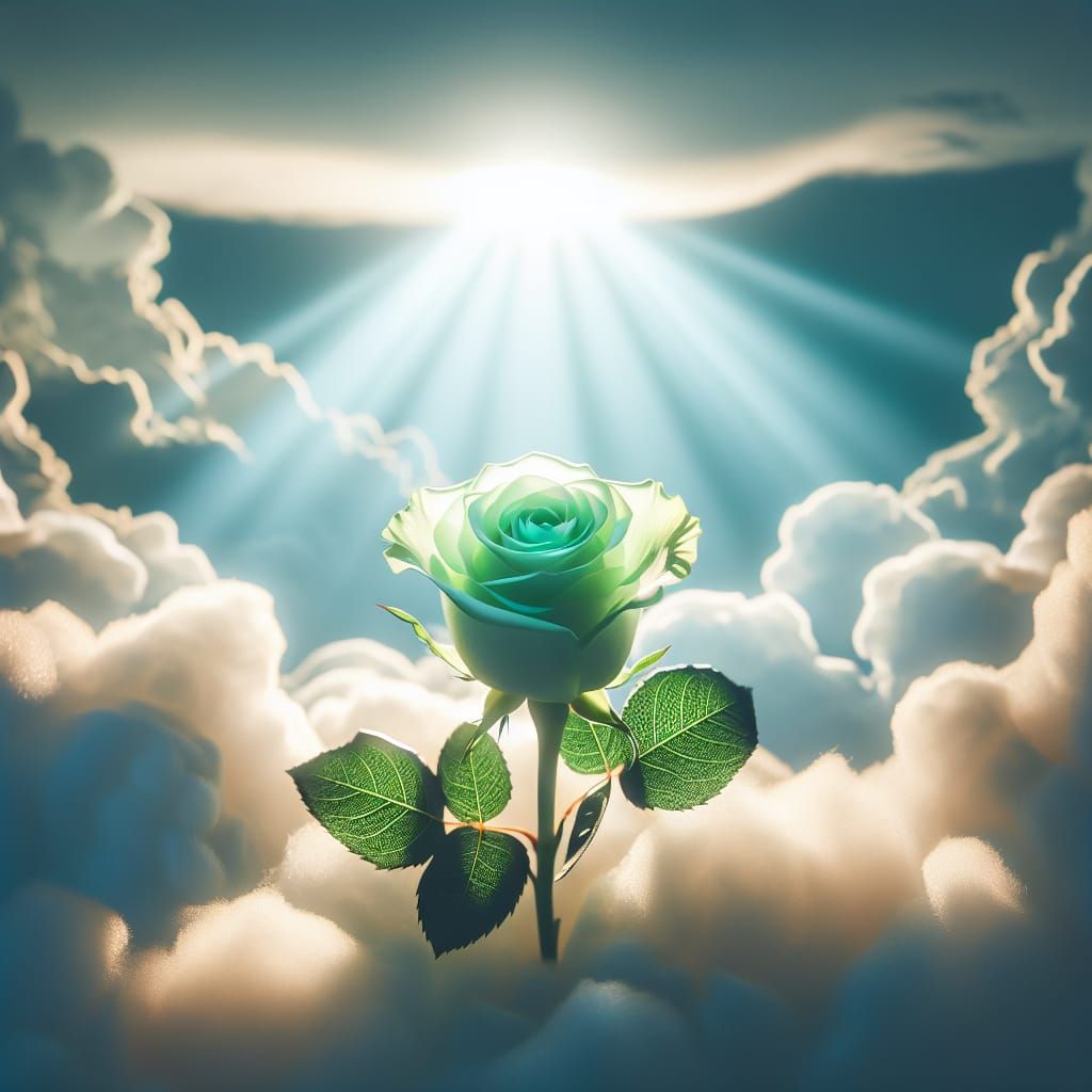 Green Rose Basking in Heavenly Sunshine