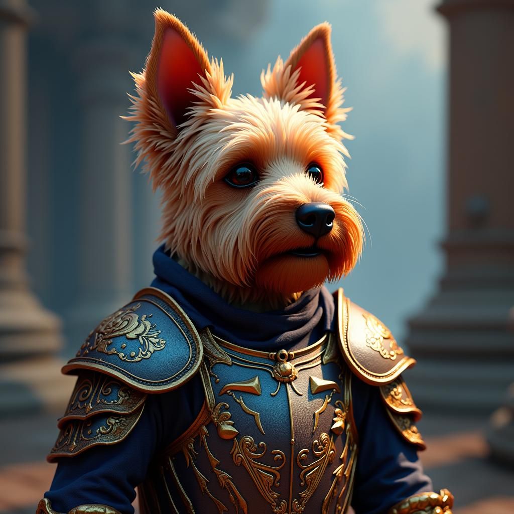 Yorkshire Terrier in Medieval Armor Digital Art