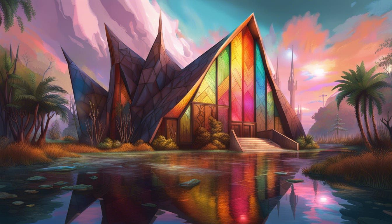 Space Fantasy Wetlands Church with Unique Architecture