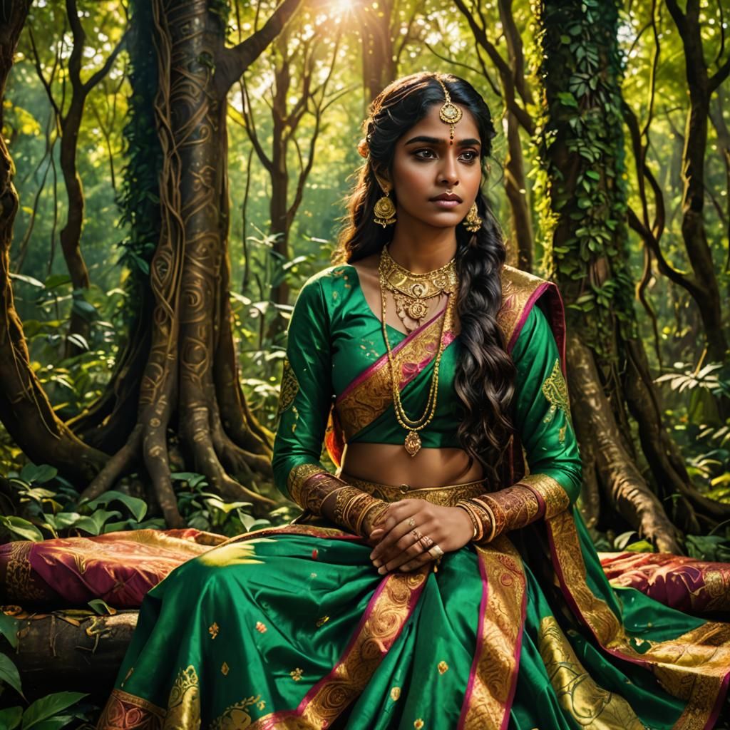 Sri Lankan Princess in Vibrant Fantasy Setting