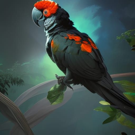 Hyperdetailed Black Cockatoo Concept Art