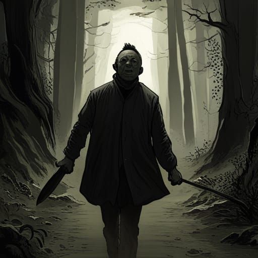 Michael Myers Horror Scene in Doré Style