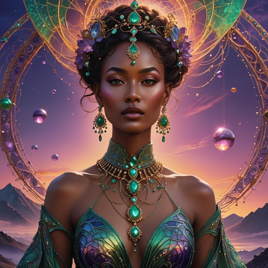 Beautiful Woman in Futuristic Attire with Luminous Jewelry