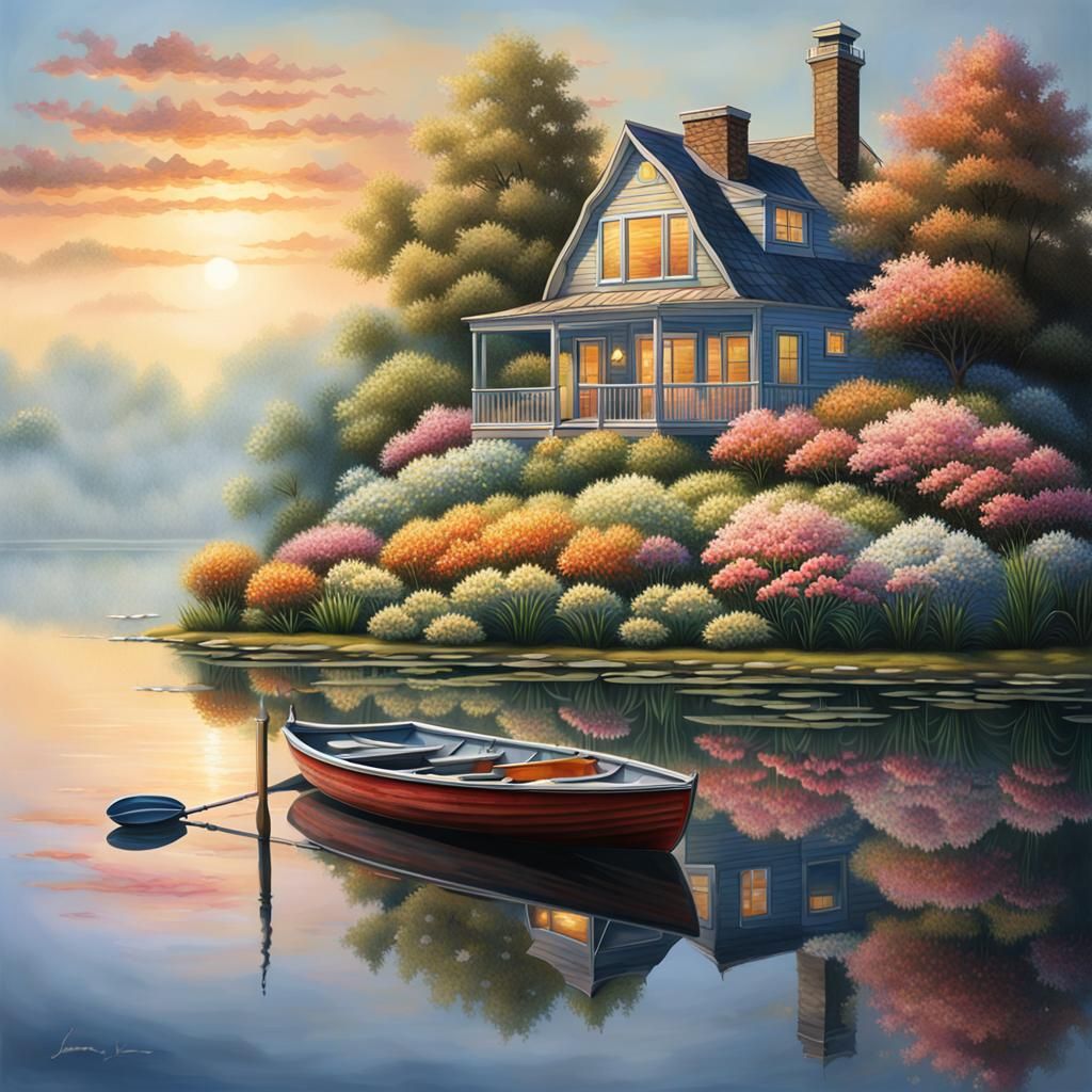 Lakehouse Scene in Vibrant 3D Render