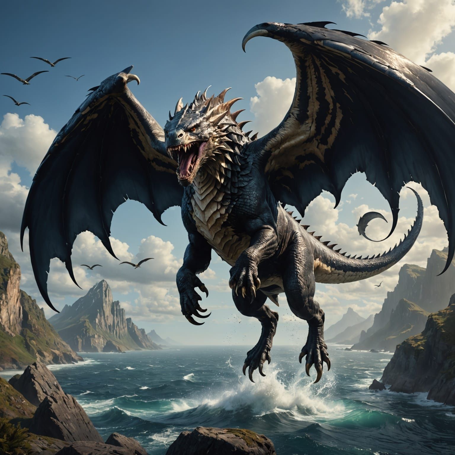 Reef Dragon in Detailed Matte Painting