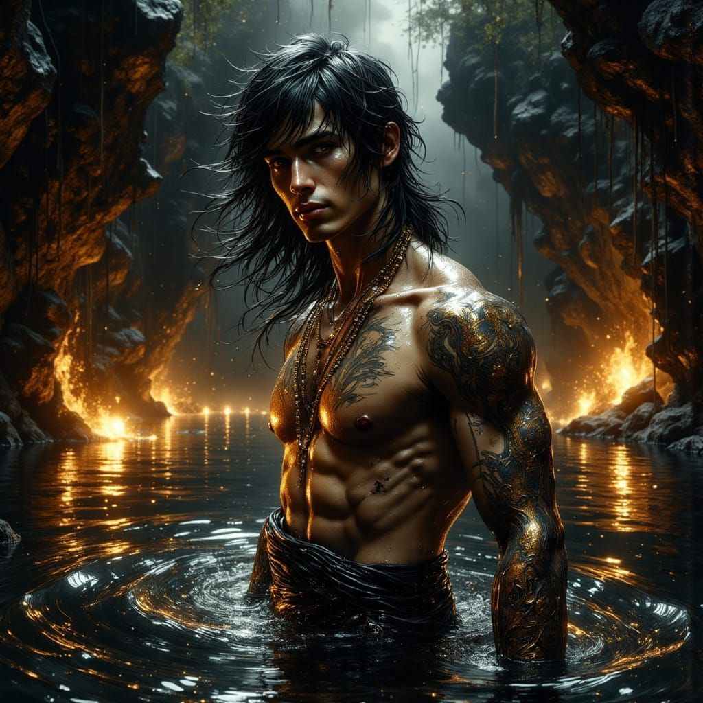 Dark Grotto: Handsome Man in Cinematic Style