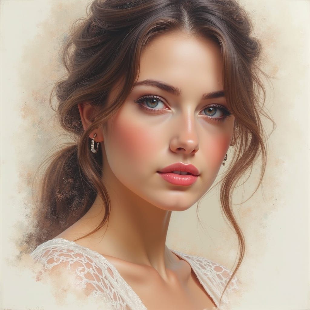Delicate Pastel Portrait of a Stunning Woman