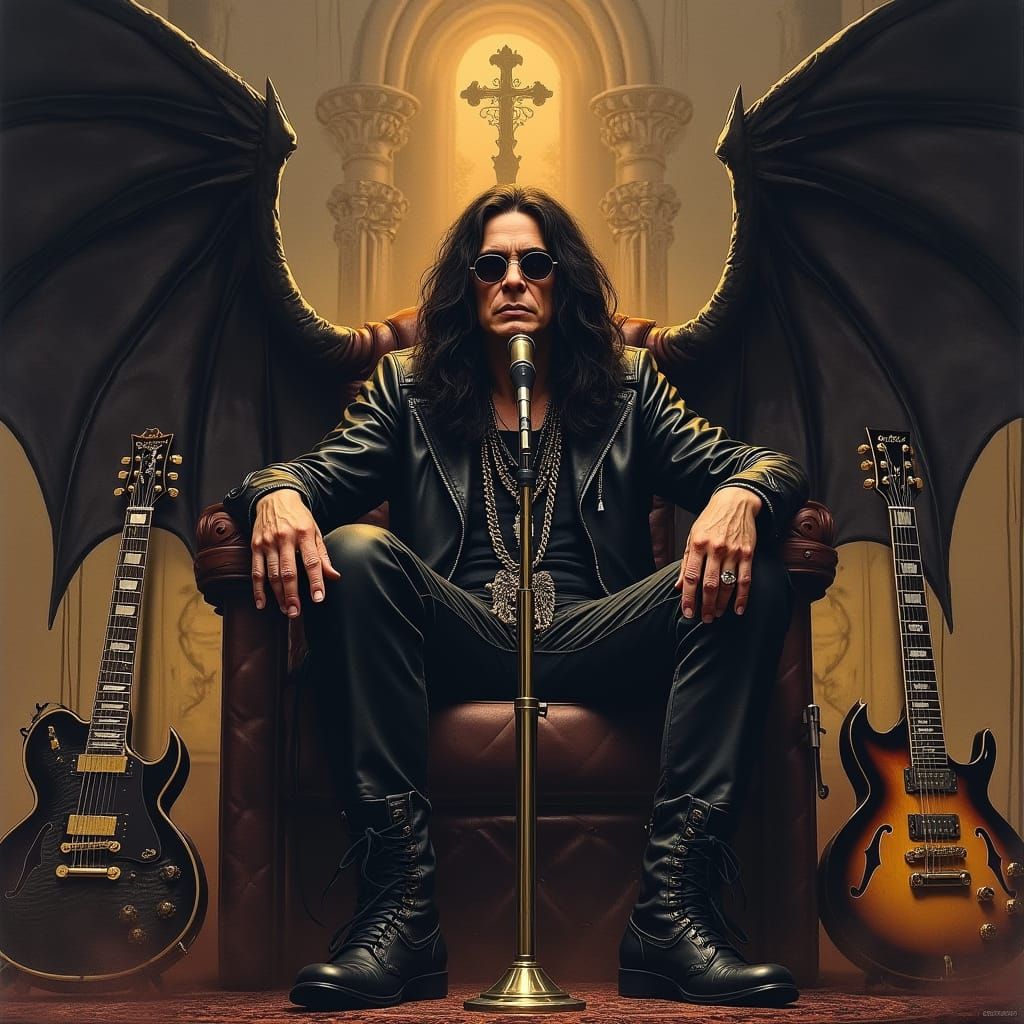 Ozzy Osbourne on Throne in Dark Fantasy Realm