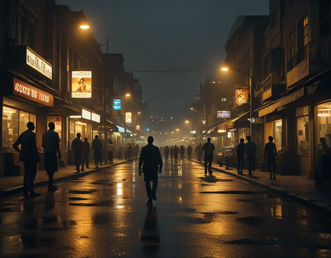 Lagos, Nigeria street, Cinematic film still, shot on v-rapto...