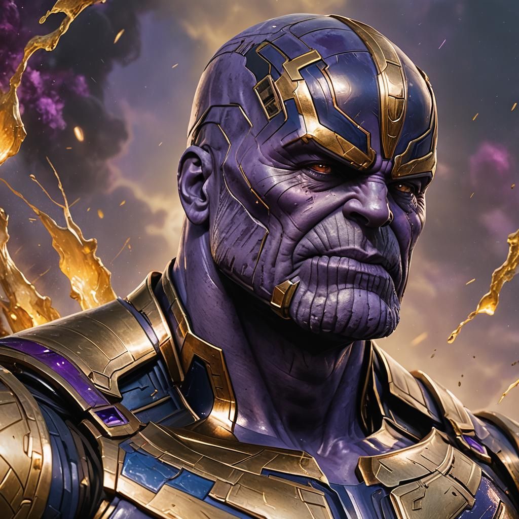 Hyperrealistic Thanos Portrait with Dramatic Lighting