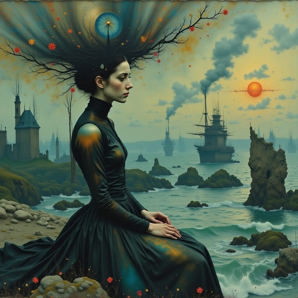 Lonely Young Man as Island Rock