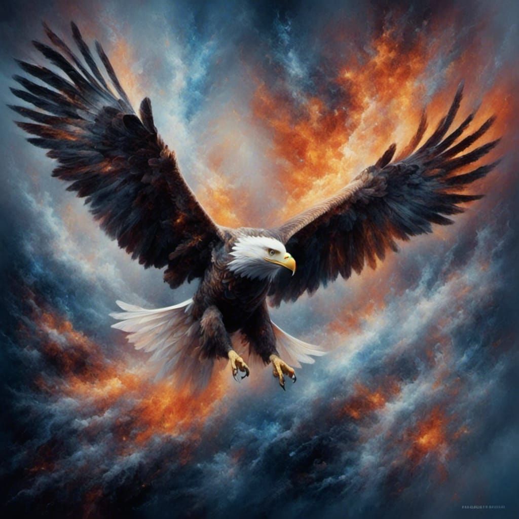 Bald eagle in flight