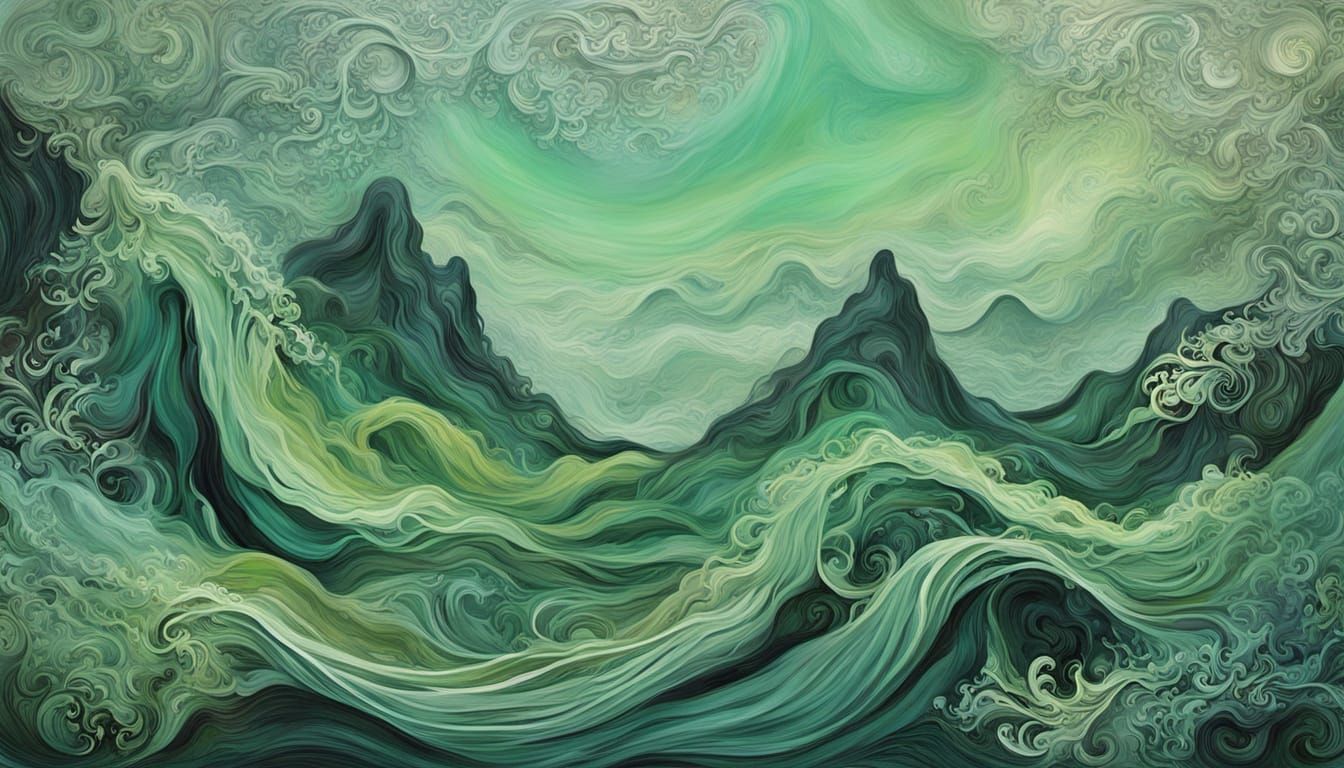 Surreal Abstract Painting of Siren with Limed Oak Elements