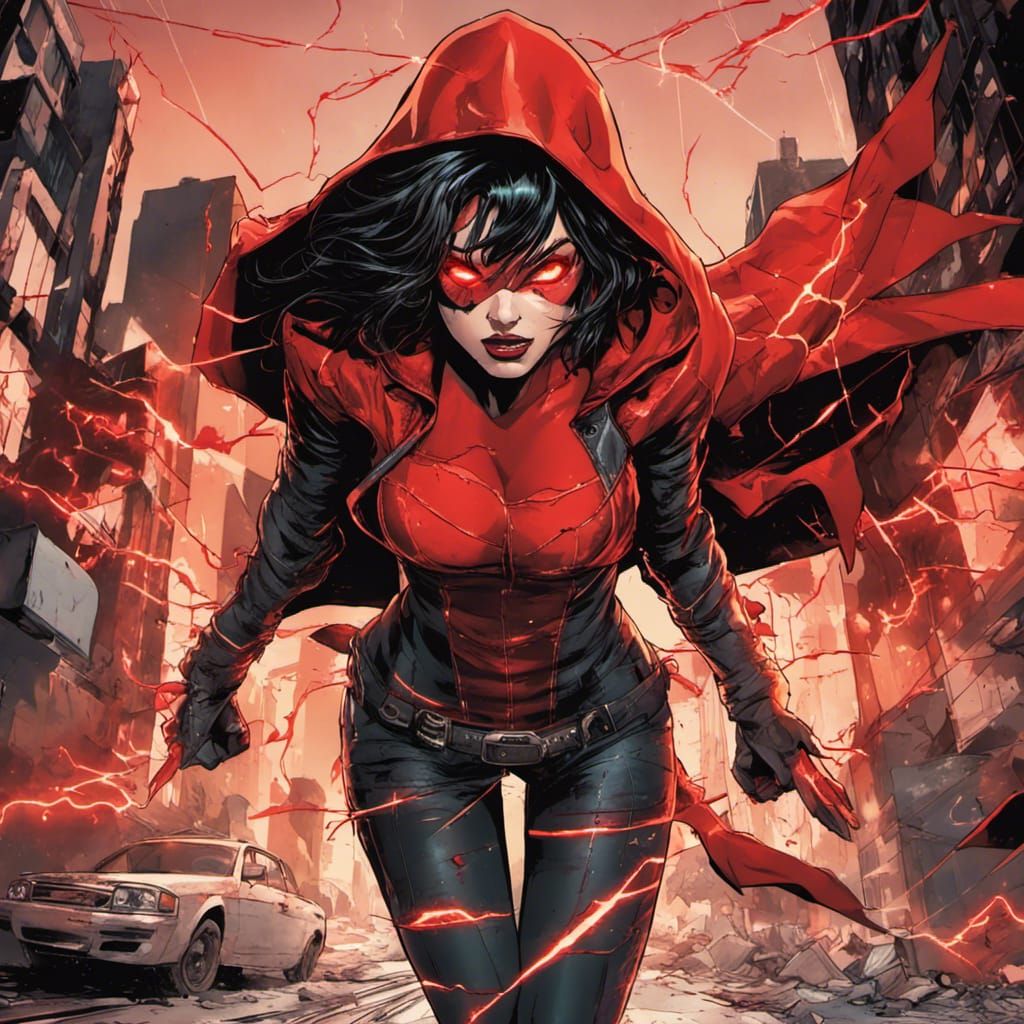 Super Villain with Red Hood in Comic Book Style