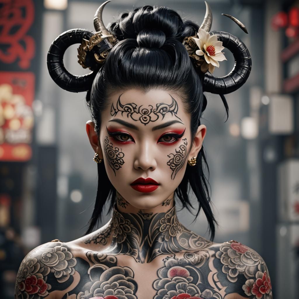 Japanese Mannequin Satyr with Yakuza Tattoo