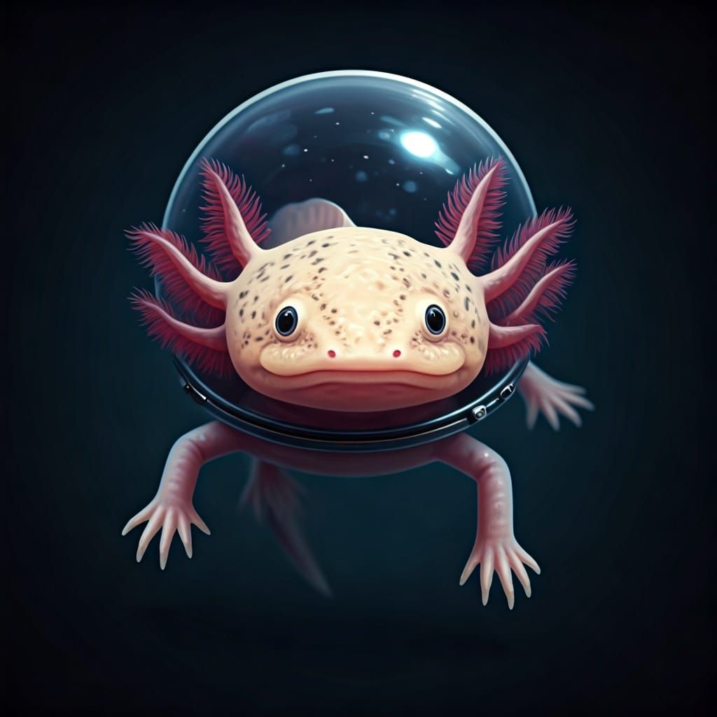 Axolotl Drifting Peacefully Through Space