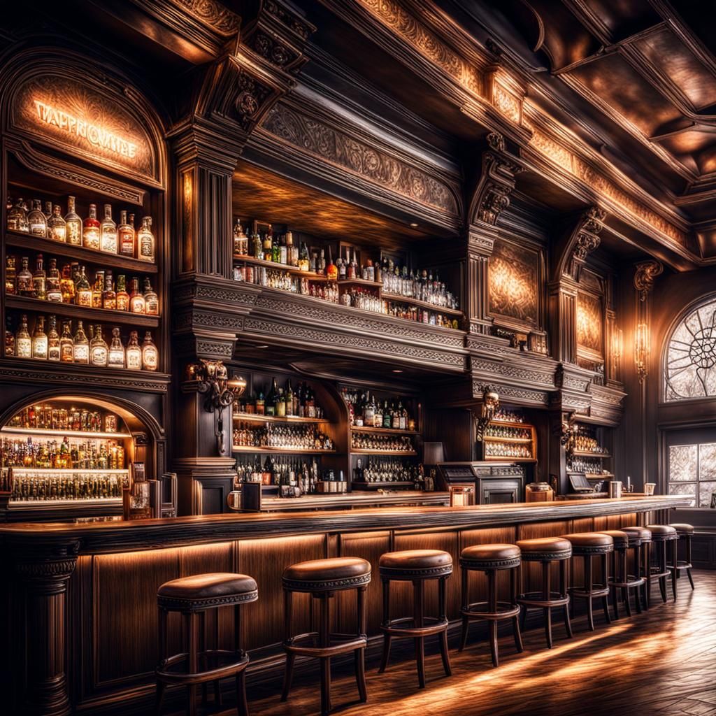 Hyperrealistic Vaporwave Bar in Sharp Focus