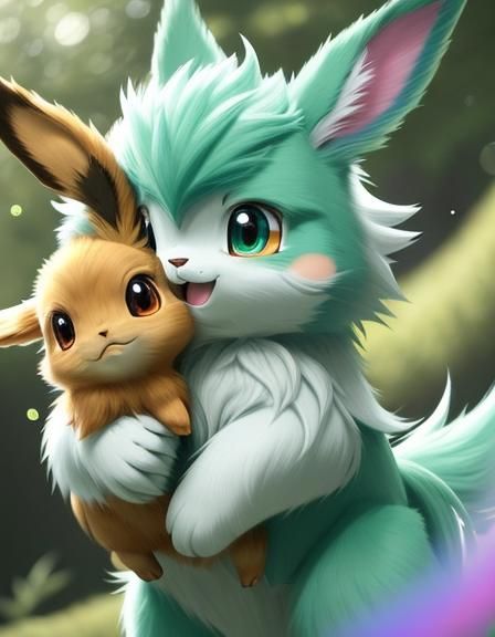 Cartoon Eevee Ready for Battle in Anime Style