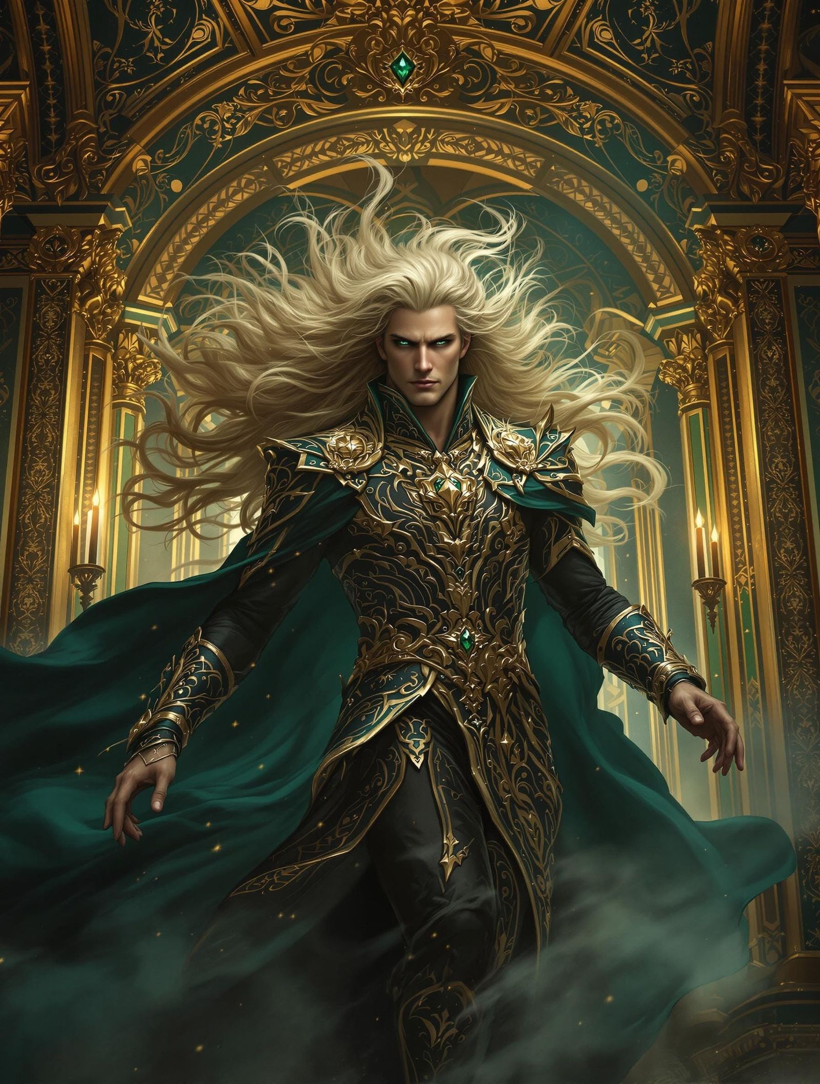 Majestic Man Portrait in Art Nouveau Rococo Style