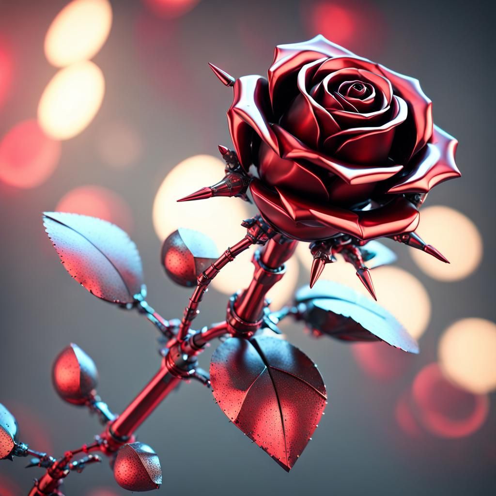 Metal Red Rose