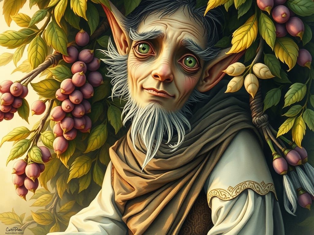 Mystical Struwwelpeter Portrait in Watercolour Style