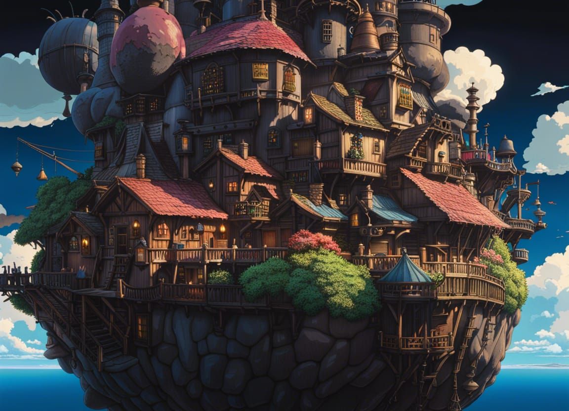 Howl's Moving Castle: Intricate Details in Anime Style