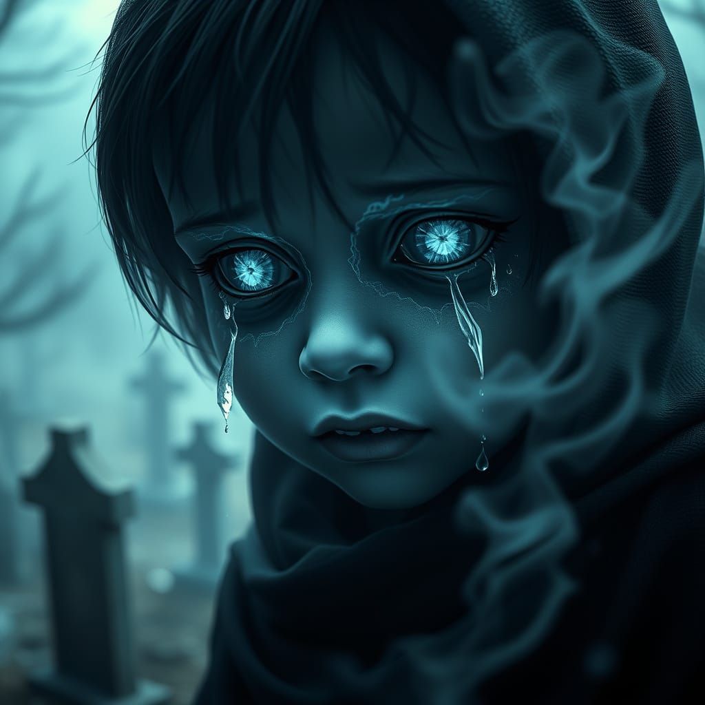 Ghostly Child Sheds Mercury Tears in Graveyard