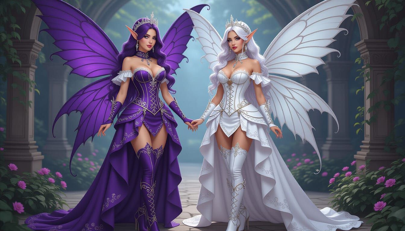 Steampunk Faerie Princesses in Grape and White