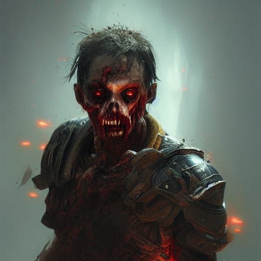 Dark Fantasy Zombie Warrior Portrait in 8K