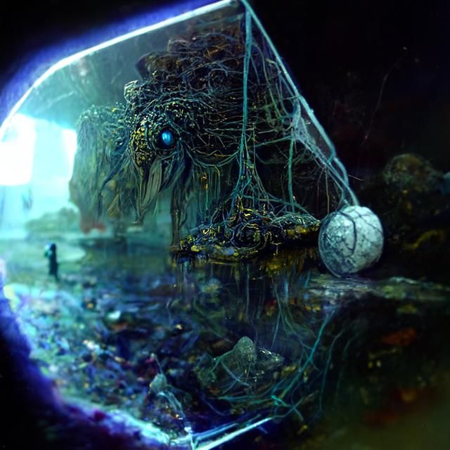 Hyperdetailed Ruins Trapped in Fishing Net