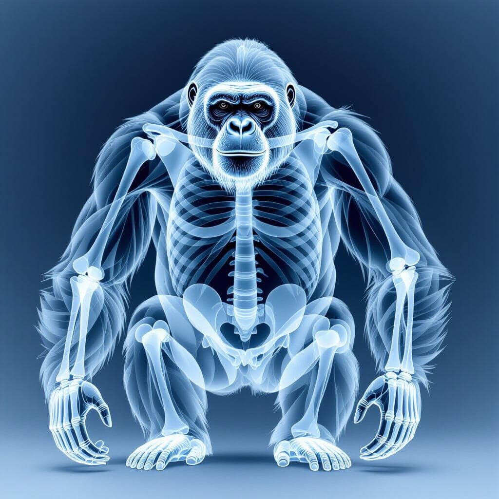 Gigantopithecus Ape X-Ray Vector Illustration